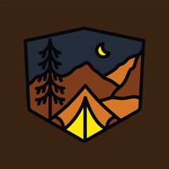 Camping night graphic illustration vector art t-shirt design