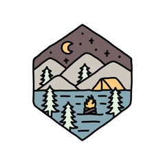 Camping and bonfire graphic illustration vector art t-shirt design