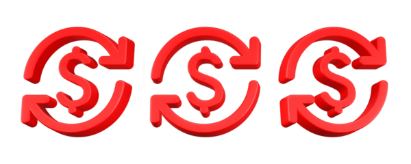 dollar currency 3d rendering icon red color