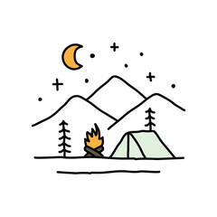 Campfire graphic illustration vector art t-shirt design