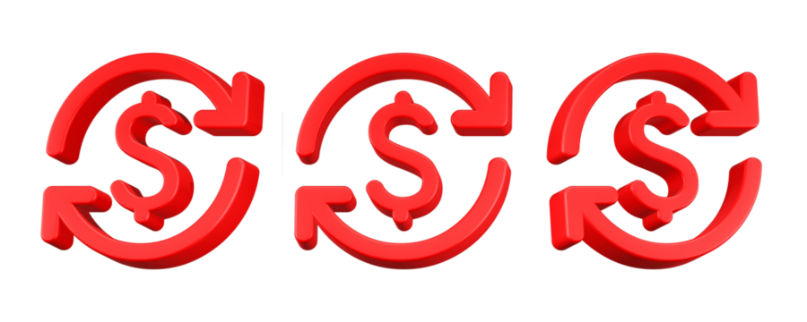 dollar currency 3d rendering icon red color