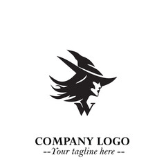 Mystical Black Witch Logo Symbol on White Background for Modern Magical Branding Design Effects