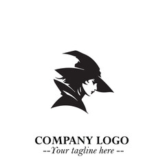 Mystical Black Witch Logo Symbol on White Background for Modern Magical Branding Design Effects