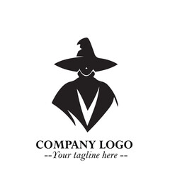 Mystical Black Witch Logo Symbol on White Background for Modern Magical Branding Design Effects