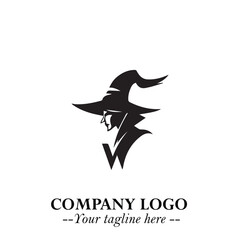 Mystical Black Witch Logo Symbol on White Background for Modern Magical Branding Design Effects