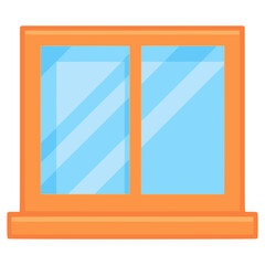 Wooden frame window furniture decoration flat color vector illustration template design
