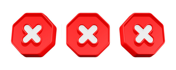 Fototapeta premium 3d rendering cross mark red button
