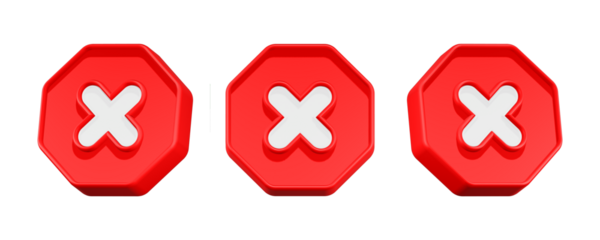 3d rendering cross mark red button