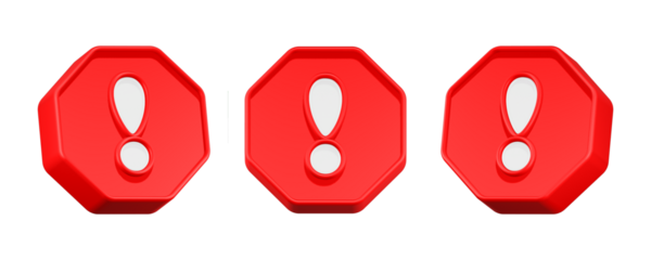 3d rendering icon white alert red button