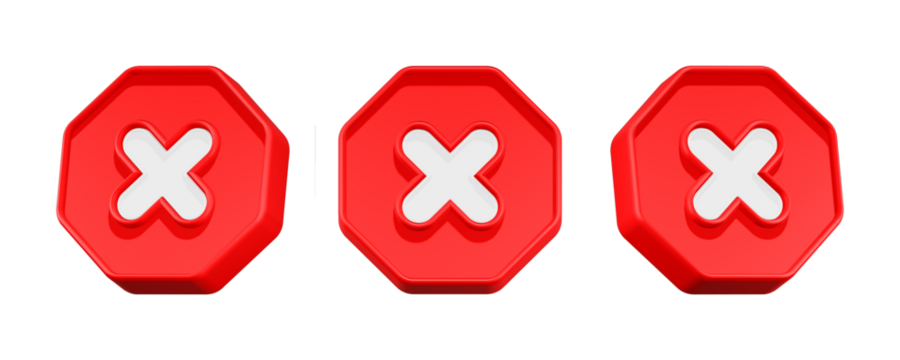 3d rendering cross mark red button