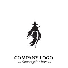 Mystical Black Witch Logo Symbol on White Background for Modern Magical Branding Design Effects