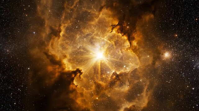 Celestial Spectacle: Witness the awe-inspiring beauty of a distant nebula ablaze with vibrant hues, where swirling clouds of gas and dust give birth to new stars, igniting the vast expanse of space.