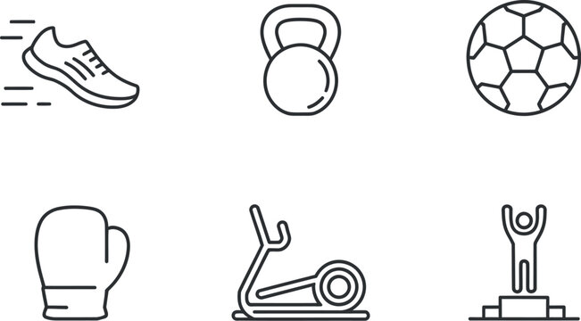 Fitness and exercise icons isolated on