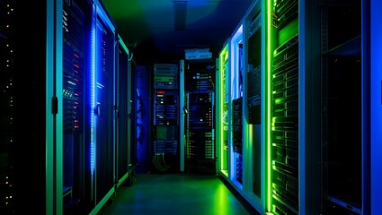 Server Room Ambiance Cybersecurity Concept Data Center Hardware Infrastructure Racks