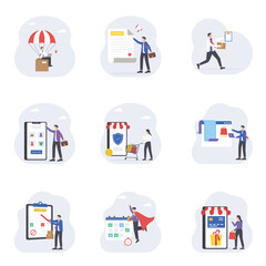 Ecommerce and Online Shopping Flat Vector Illustration set 4