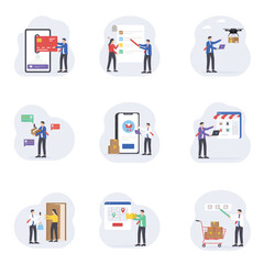 Ecommerce and Online Shopping Flat Vector Illustration set 2