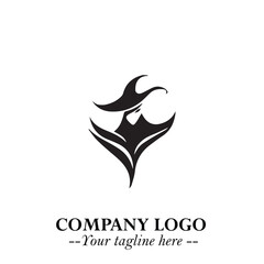 Mystical Black Witch Logo Symbol on White Background for Modern Magical Branding Design Effects