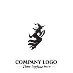 Mystical Black Witch Logo Symbol on White Background for Modern Magical Branding Design Effects