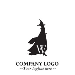 Mystical Black Witch Logo Symbol on White Background for Modern Magical Branding Design Effects