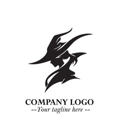 Mystical Black Witch Logo Symbol on White Background for Modern Magical Branding Design Effects