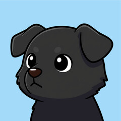Obraz premium Cute Sad Black Puppy Dog Cartoon Illustration