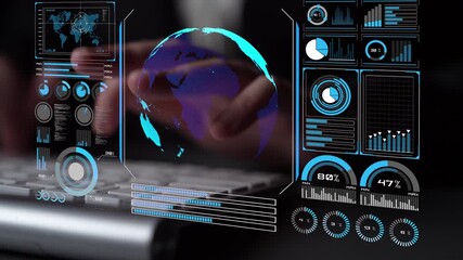 High-tech global network connection interface showing worldwide digital communication, data exchange, and internet connectivity. Global connection, data interaction, and worldwide communication. Thunk - Powered by Adobe