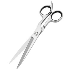 Obraz premium Scissors with sharp blade as essential cutting tool for craft or office use, clean metallic handles design, perfectly isolated on white and transparent background, PNG commercial stock photo
