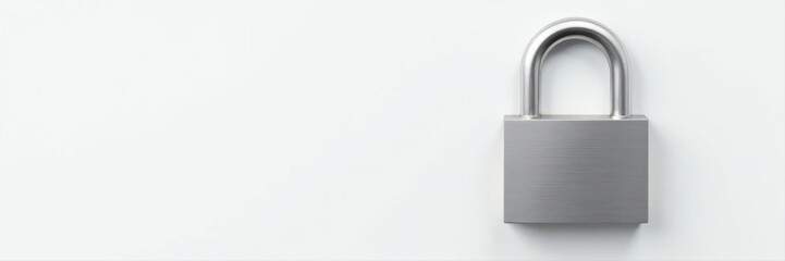 Naklejka premium Open padlock, chrome finish, pure white backdrop, release, access granted