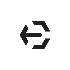 letter e hexagonal arrows geometric lines logo vector