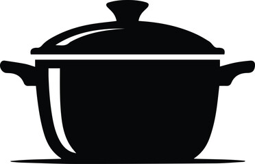 Minimalist black cooking pot kitchen utensil silhouette vector icon
