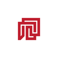 letter nn stripes lines red abstract logo vector