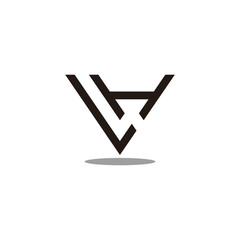 letter vh lh simple stripes geometric lines logo vector
