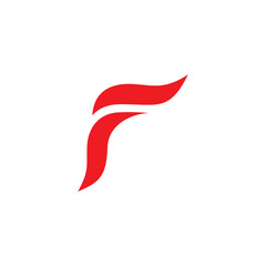 letter rf red flame simple curves geometric logo vector