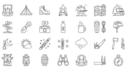 Outlined Illustration of a Portable Camping Stove for Outdoor Cooking Activities