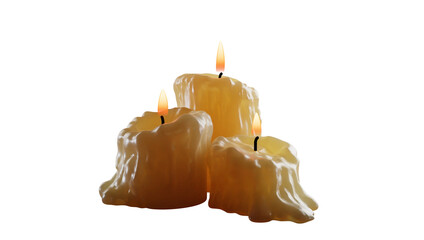 Warm Candles Lit on Transparent Background for Cozy Ambiance, Relaxation, and Mood Lighting