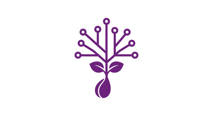 Purple logo of a plant with electronic connections.