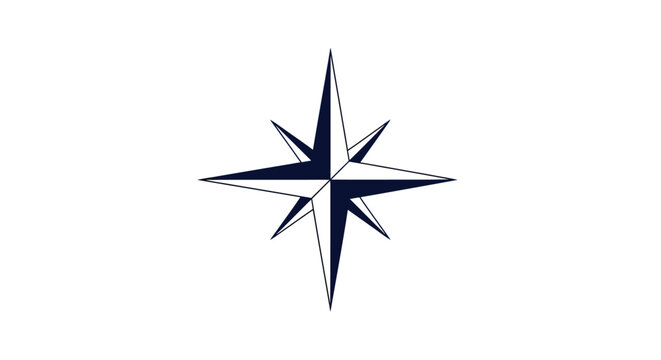 A stylized compass rose with eight points, rendered in shades of blue on a white background.