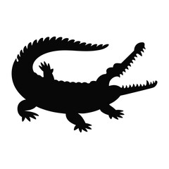 Naklejka premium Crocodile mouth open, ready to snap Vector, Silhouette, Illustration