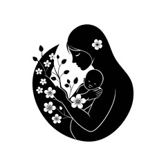 girl with her child vector