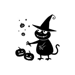 halloween witch with a broom