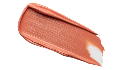 textured abstract coral color paint stroke isolated on transparent background, png