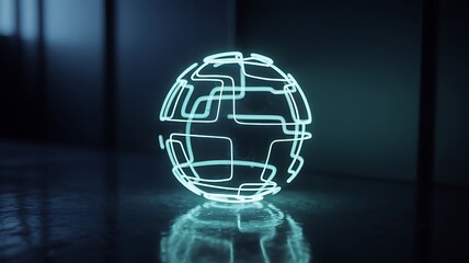 Abstract Glowing Sphere with Interconnected Lines technology