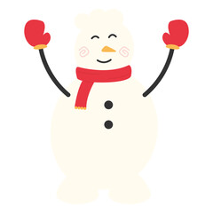 Merry Christmas and happy new year with cute snowman in winter costume
