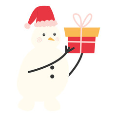 Merry Christmas and happy new year with cute snowman in winter costume