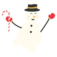Merry Christmas and happy new year with cute snowman in winter costume