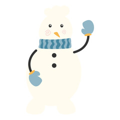Merry Christmas and happy new year with cute snowman in winter costume