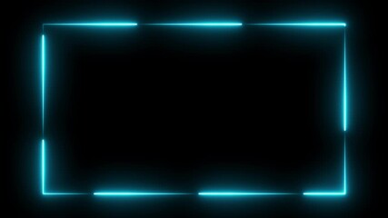 neon blue cyber frame overlay with glowing light edges on transparent background perfect for streaming scenes futuristic events and digital design projects