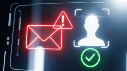 Digital identity verification, email security, cyber threat, and security alert.