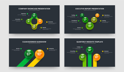 Service Overview Four Five Two Three Option Graph Slideshow Template Vector Illustration Collection. Medical Performance 4 5 2 3 Element Diagram Presentation Design Set.