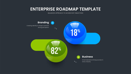 Minimal Innovation Two Step Infographic Slide Design. Product Proposal Presentation Template Vector Illustration. Business Analysis 2 Element Graph Frame Layout.